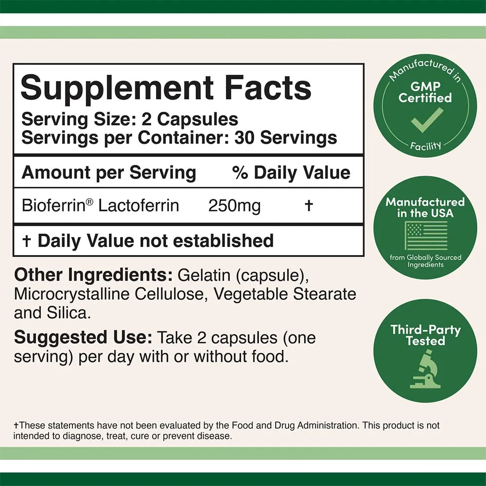 Double Wood Supplements Lactoferrin (60 Capsules) – Bild 2