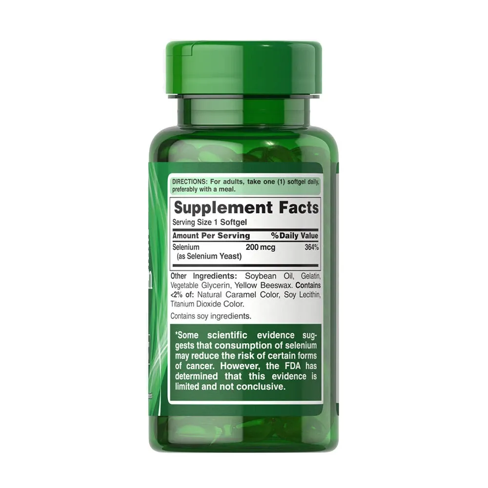 Puritan's Pride Absorbable Selenium 200 mcg (100 Softgels) – Bild 4