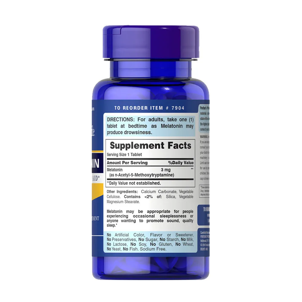 Puritans Pride Melatonin 3 mg (240 Tablets) – Bild 4