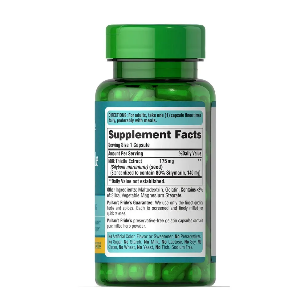 Puritan's Pride Milk Thistle Standardized 175 mg (Silymarin) (100 Capsules) – Bild 6