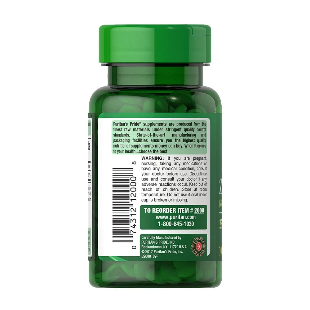 Puritan's Pride Zinc 25 mg (100 Tablets) – Bild 7