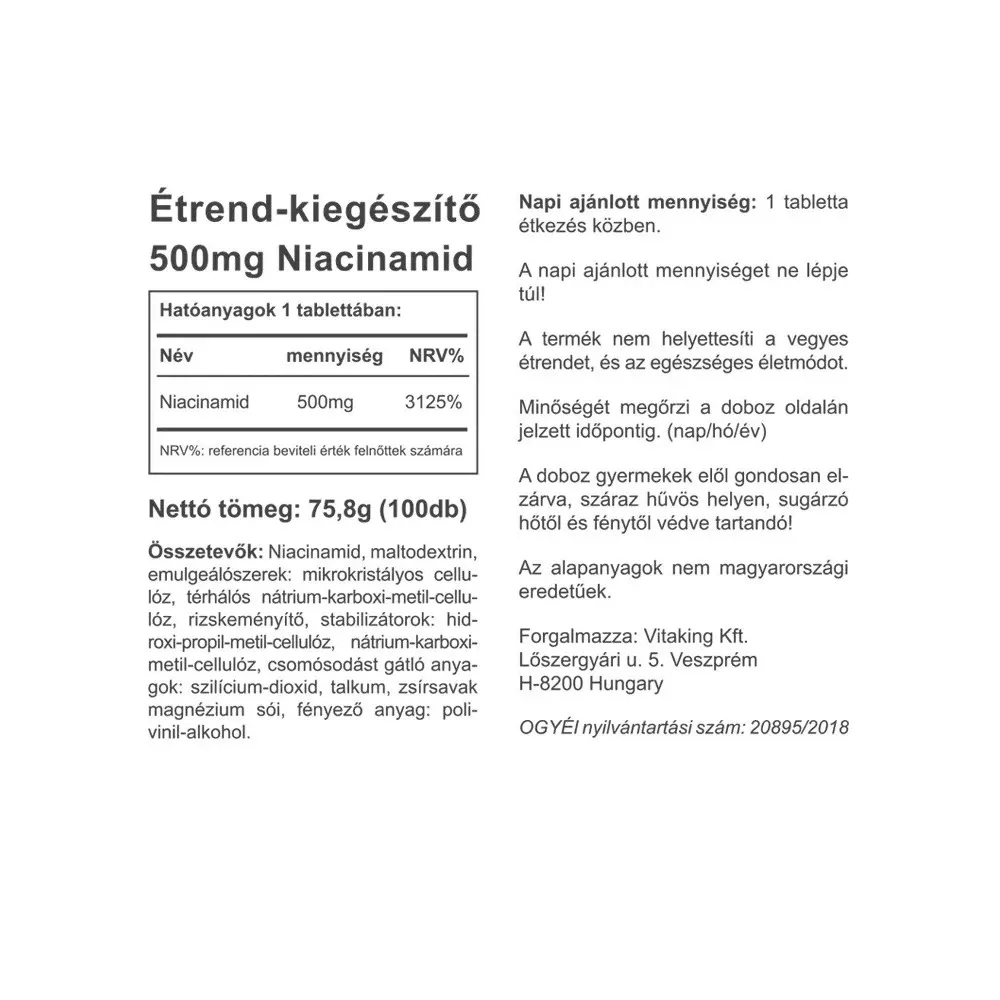 Vitaking B3 Niacinamid 500 mg (100 Tablets) – Bild 2