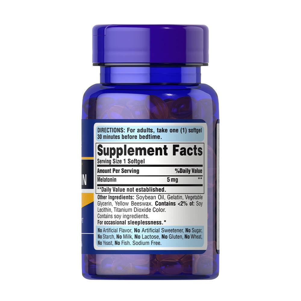 Puritan's Pride Sleep Aid Melatonin 5 mg (60 Softgels) – Bild 2