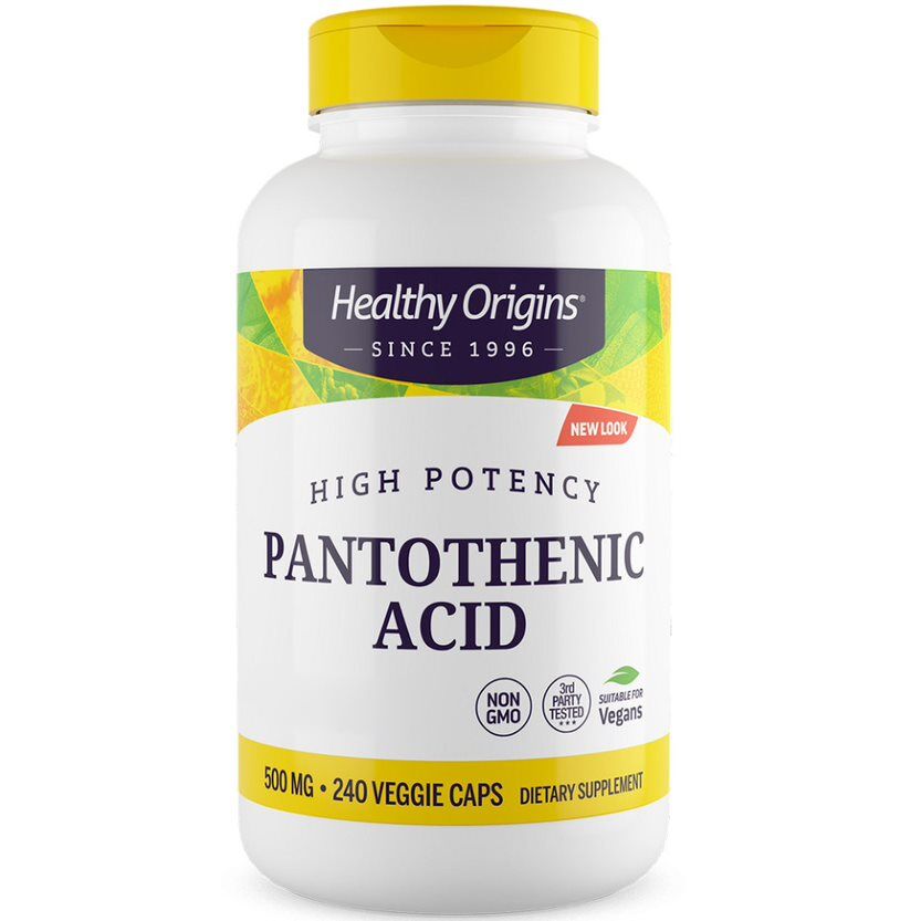 Healthy Origins Pantothensäure 500 mg, 240 vegetarische Kapseln – Viking Supplements