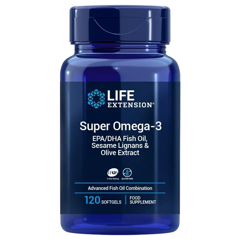 LIFE EXTENSION Super Omega-3 EPA/DHA mit Sesam-Lignanen und Olivenextrakt – EU-Version (120 magensaftresistente Kapseln) – Viking Supplements