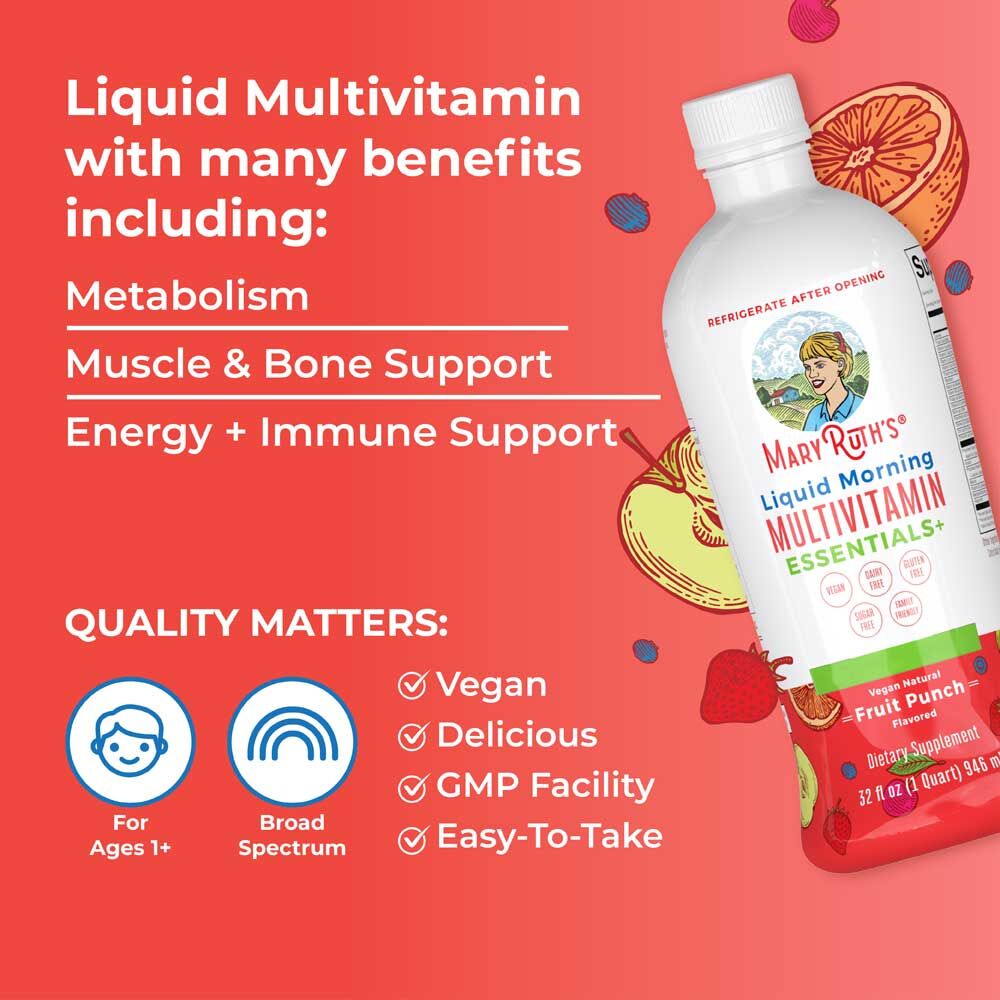 MaryRuth's Morning Multivitamin Liquid Fruit Punch 32oz (946ml) – Bild 5