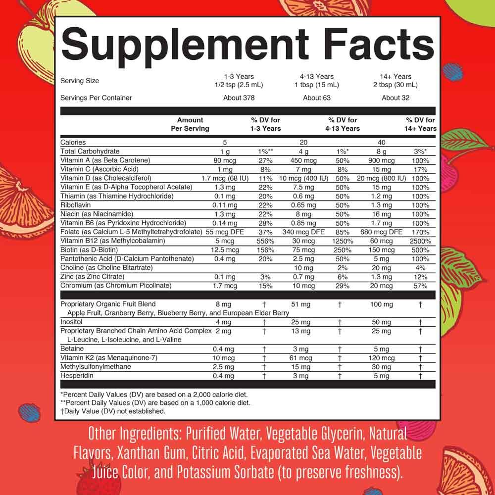 MaryRuth's Morning Multivitamin Liquid Fruit Punch 32oz (946ml) – Bild 6