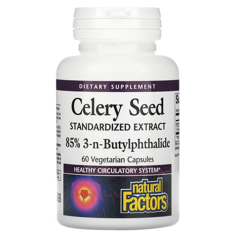 Natural Factors Selleriesamen 85% 3-n-Butylphthalide 60 vegetarische Kapseln – Viking Supplements