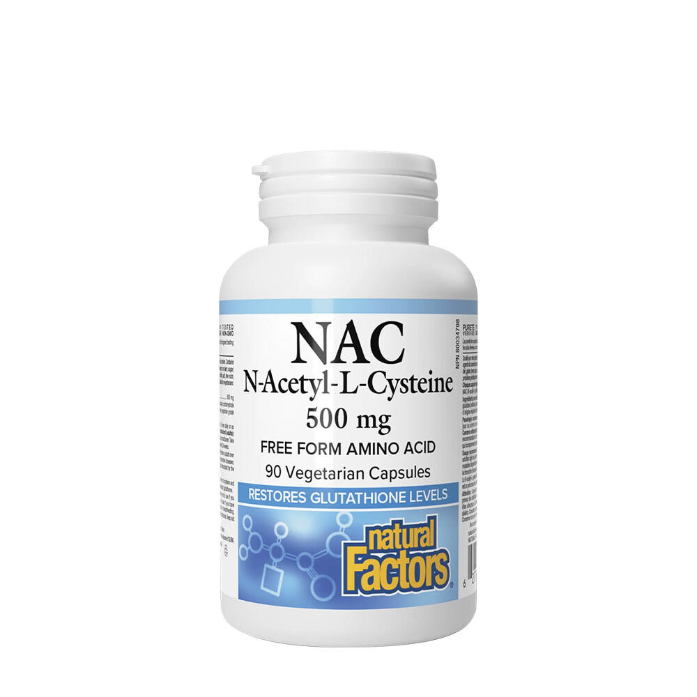 Natural Factors N-Acetyl-L-Cysteine Amino Acid 500 mg (90 Capsules) - Viking Supplements
