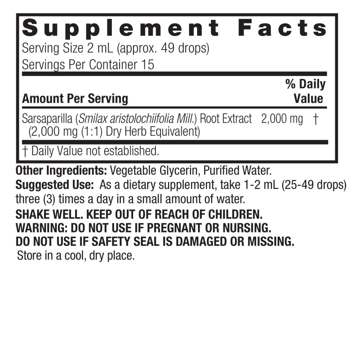 Nature's Answer Sarsaparilla Root 2000ml. Alcohol-Free 30ml – Bild 4