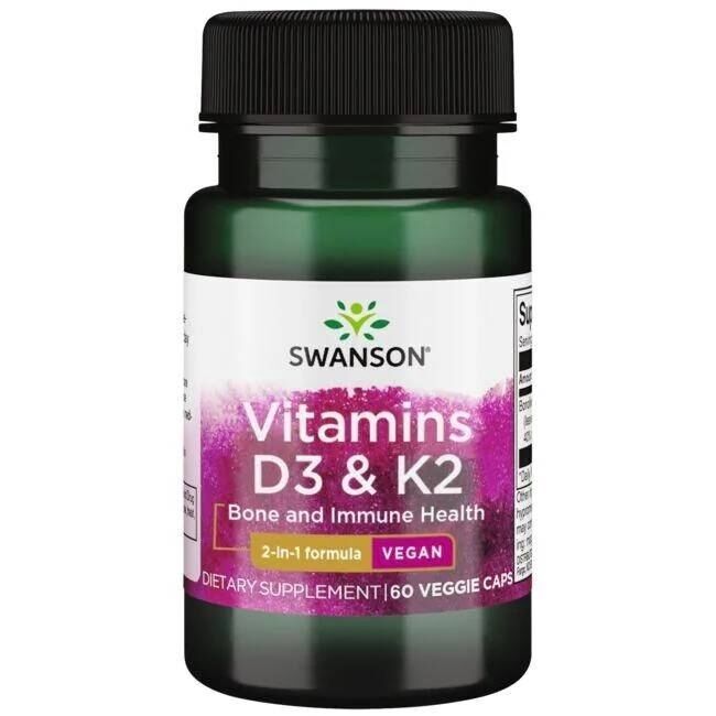 SWANSON Vitamin D3 2000 IE + K2 75 mcg 60 Kapseln – Viking Supplements