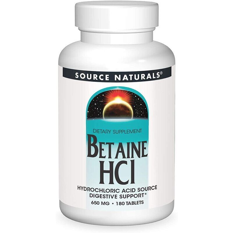 Source Naturals Betaine HCl 650mg 180 tablets - Viking Supplements