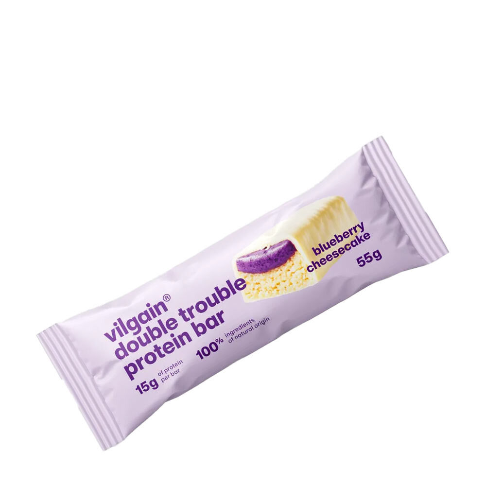 Vilgain Double Trouble Proteinriegel „Blueberry Cheesecake“ (55 g) – Viking Supplements