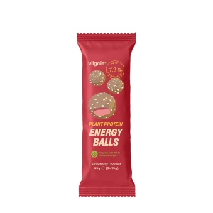 Vilgain Pflanzliche Protein-Energiekugeln BIO Erdbeere-Kokos (45 g) – Viking Supplements