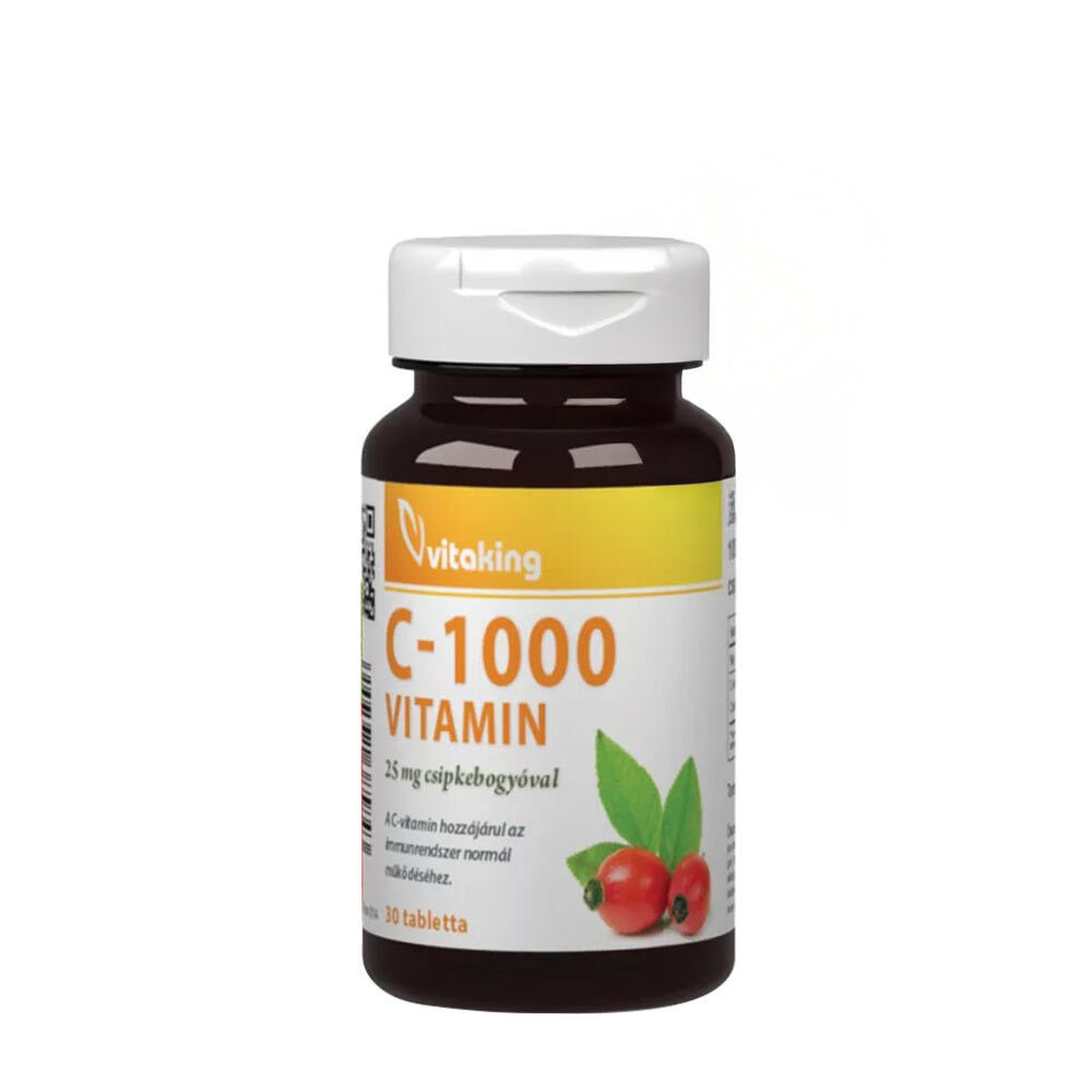 Vitaking C-1000 mg mit 25 mg Hagebutte (30 Tabletten) – Viking Supplements
