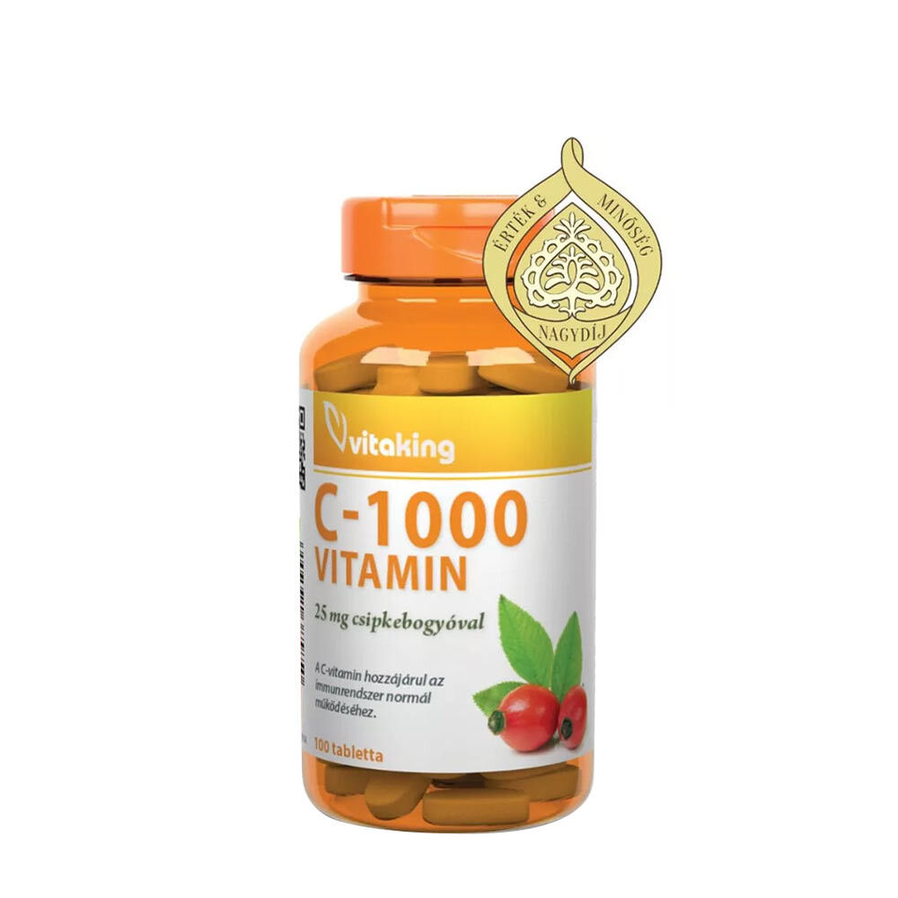 Vitaking C-1000 mg mit Hagebutte 25 mg (100 Tabletten) – Viking Supplements